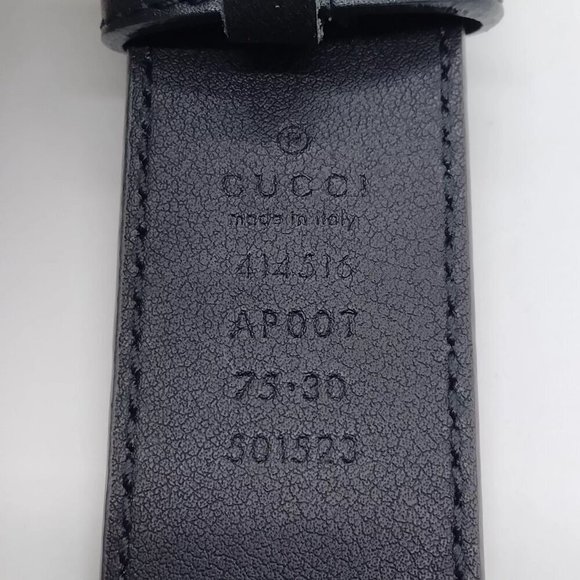100% Authentic Gucci Belt Black Gold Leather - Picture 9 of 9